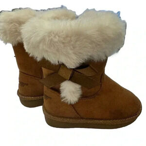 Khombu Girls Toddler Tan Faux Fur Boots w/Bow Size 6